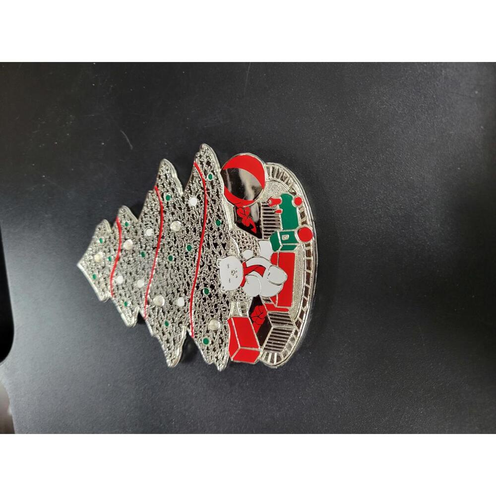 Holiday Christmas Tree and Teddy Bear Coaster with Train and Presents